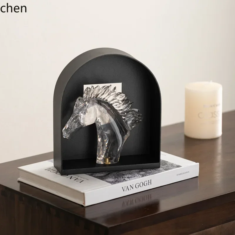J13 New Chinese Style Transparent Horse Head Success Ornament Living Room Sample Room Display Stand Entrance