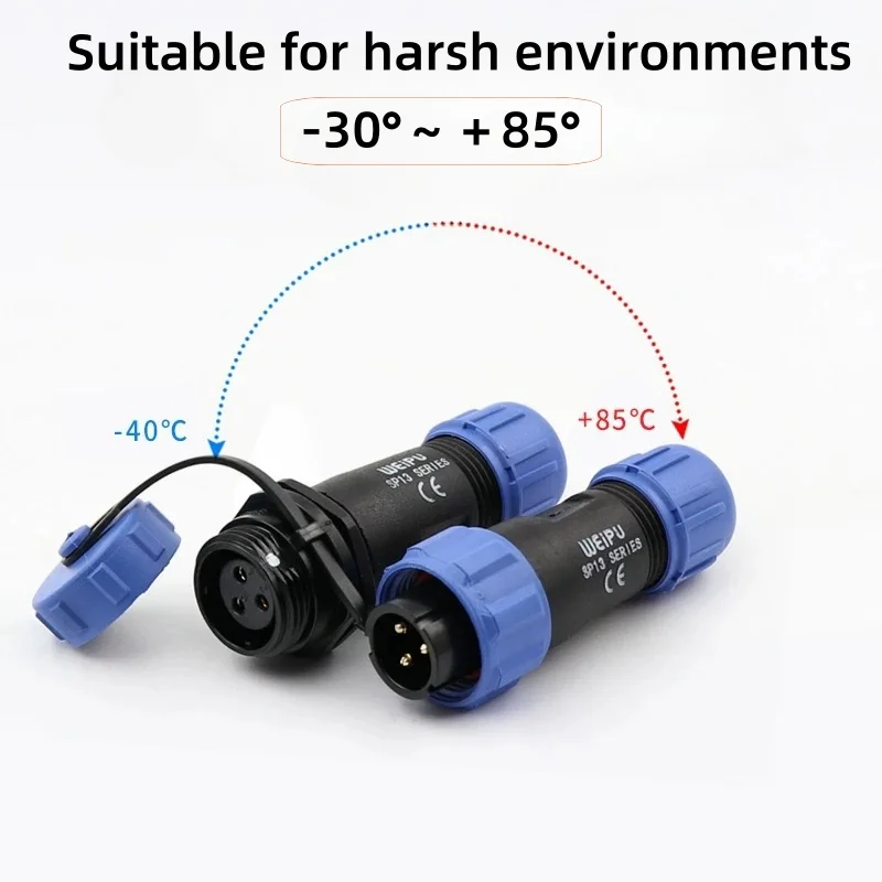 WEIPU waterproof connector SP13 IP68 waterproof cable plug socket outdoor sealed waterproof equipment connector 2P3P4P5P6P7P9P