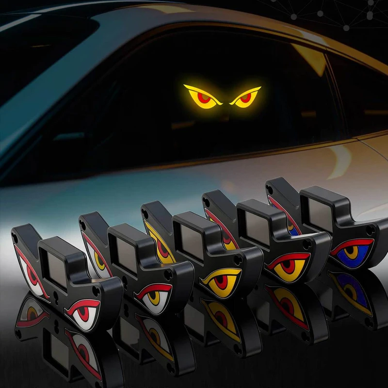 Solar Powered Car Neon Light Wireless Cool DEMON EYE Led Ambient Light Suction Cup USB Rechargeable Atmosphere Breathing Lamp