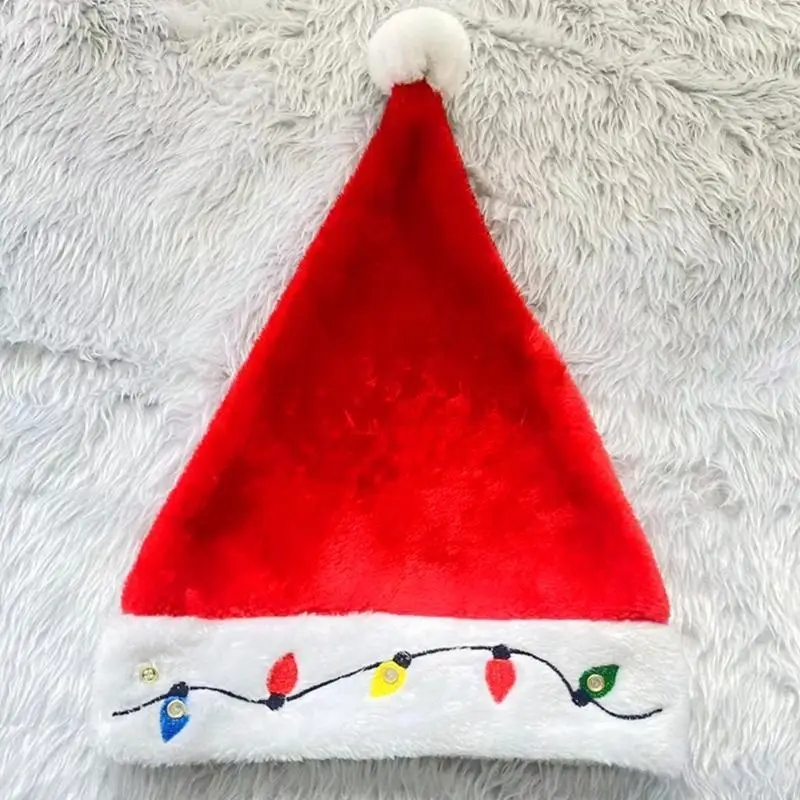 Plush Hat Christmas Santa Hat Soft Plush Luminous Party Hat Cosplay Props Novelty Festival New Year Hat