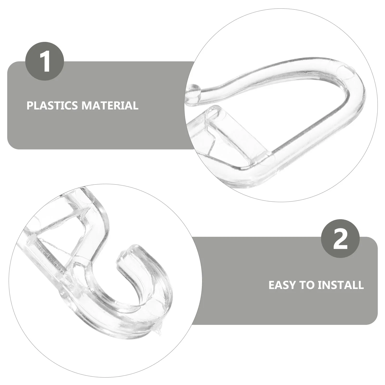 50Pcs Window Curtain Hooks High Quality Plastic Smooth Sliding Flexible Hooks Suitable for Heavy Curtains Universal Curtain Hook