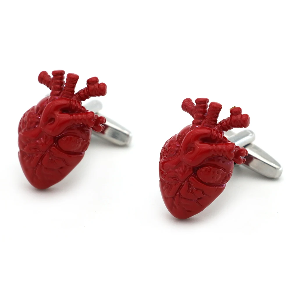 iGame Bloody Heart Cuff Links Red Color Doctor Design Quality Brass Material Cufflinks For Men