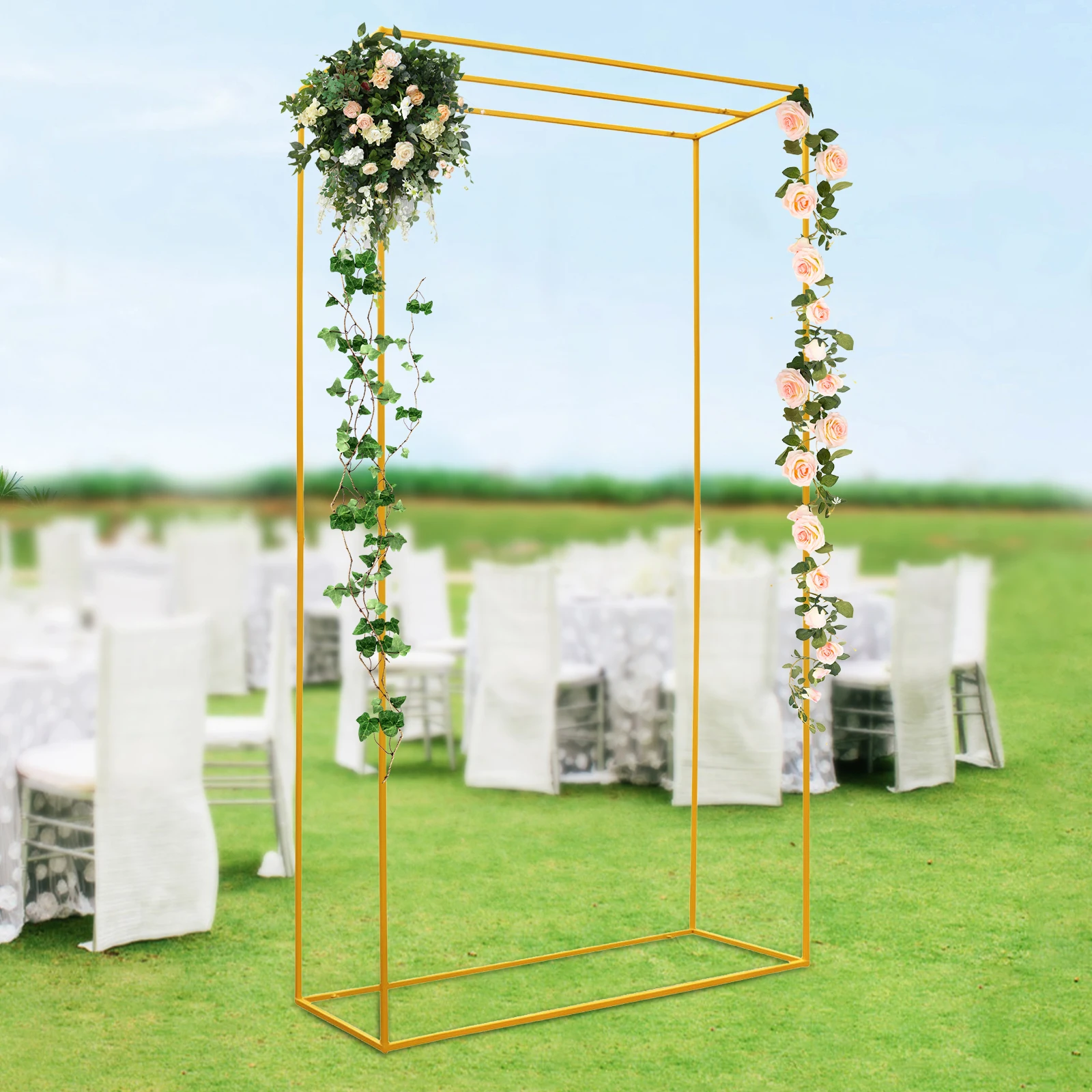 5.31*1.8*9.19ft Wedding Backdrop Stand Wedding Flower Stand Metal Rectangular Frame for Ceremony Party