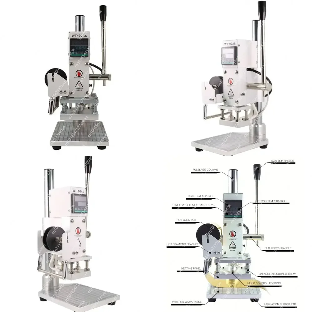 WT 90DS Digital Manual Hot Foil Stamping Machine Heat Press Embossing for PVC Card Leather Pencil Paper Bronzing