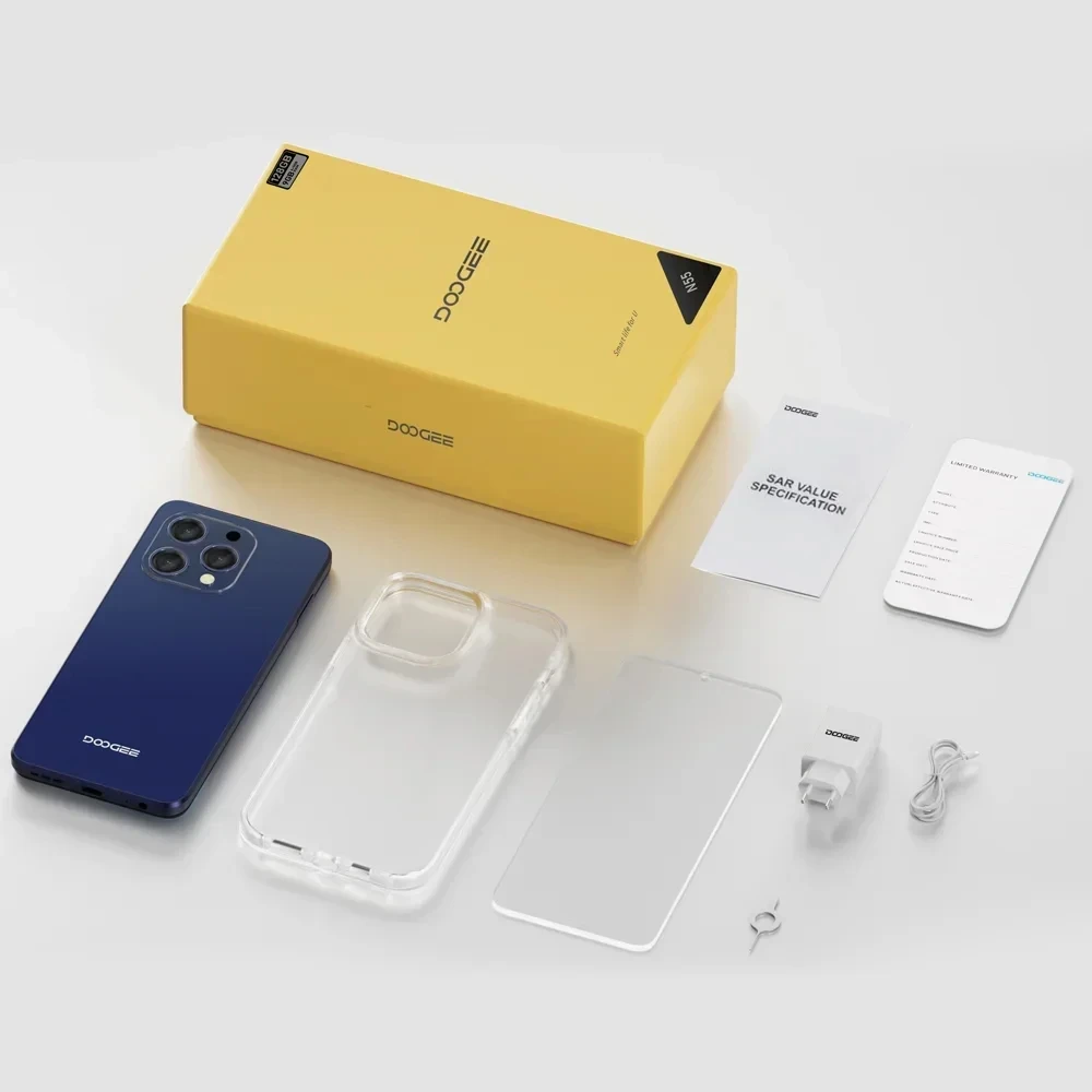 هاتف ذكي DOOGEE N55 PRO 5G بشاشة 6.56 بوصة وتردد 90 هرتز وذاكرة وصول عشوائي 4 جيجابايت وذاكرة داخلية 128 جيجابايت وكاميرا ثلاثية UNISOC T606 ونظام تشغيل Android 14