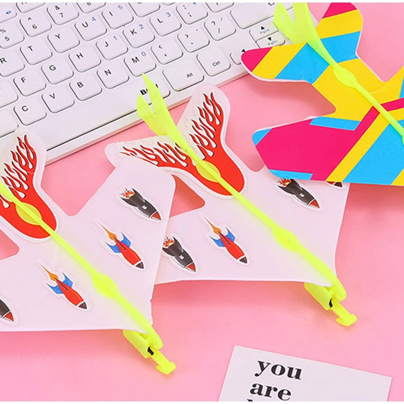 Luminous Catapult Airplane Slingshot Toy 3D Flash Ejection Aircraft Model Friends Outdoor Park Party DIY Flying Toy Gift