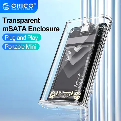 ORICO 미니 MSATA SSD 케이스 Type-C 외부 투명 SSD 인클로저 어댑터 PC SSD 케이스용 MSATA 하드 드라이브 인클로저용 5Gbps