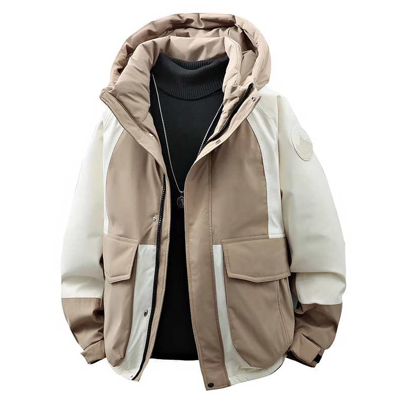 

Мужская зимняя утепленная куртка с капюшоном, повседневная теплая уличная куртка в стиле пэчворк, рабочая одежда, женская верхняя одежда малого размера