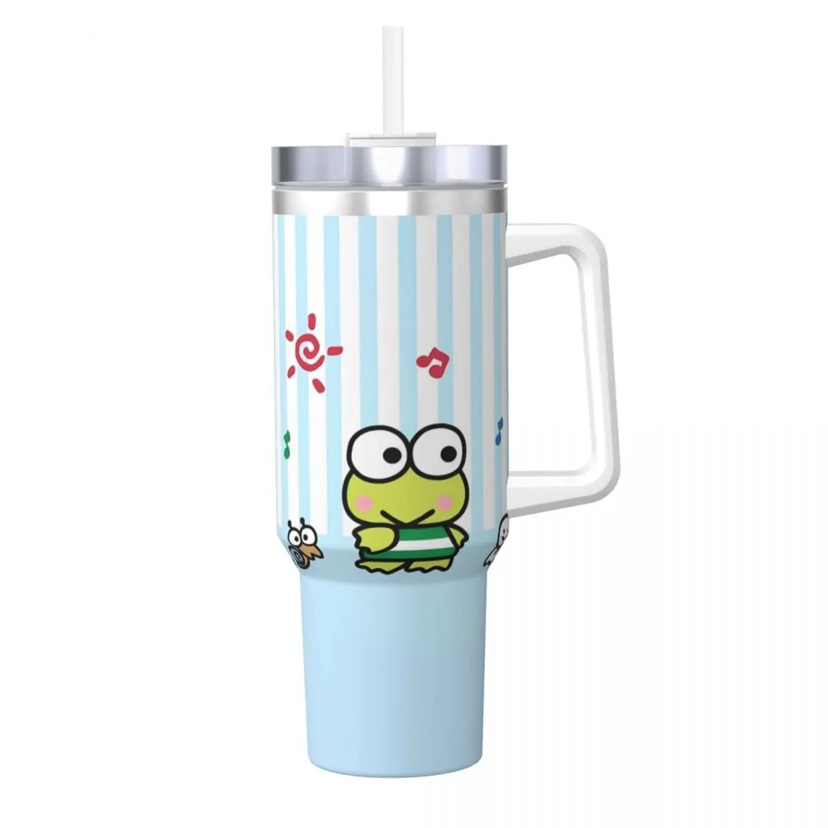 Stainless Steel Tumbler Keroppi Car Mugs With Straws Driving Cold Drink Water Bottle Keep Heat Large Coffee Mug