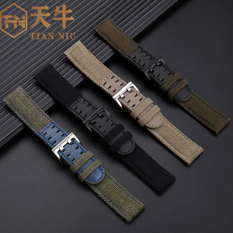 20mm 22mm Nylon +cowhide bracelet Men Watch Band For Hamilton Khaki Field Watch H760250/H77616533 /H70605963 H68201993 Strap