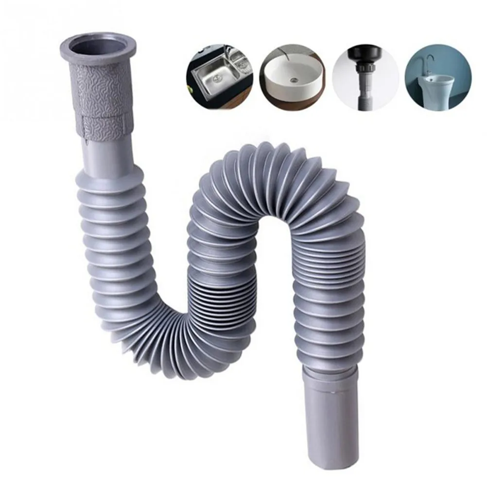 1Pc Kitchen Retractable Plastic Flexible Sink Basin Water Drain Pipe 80cm