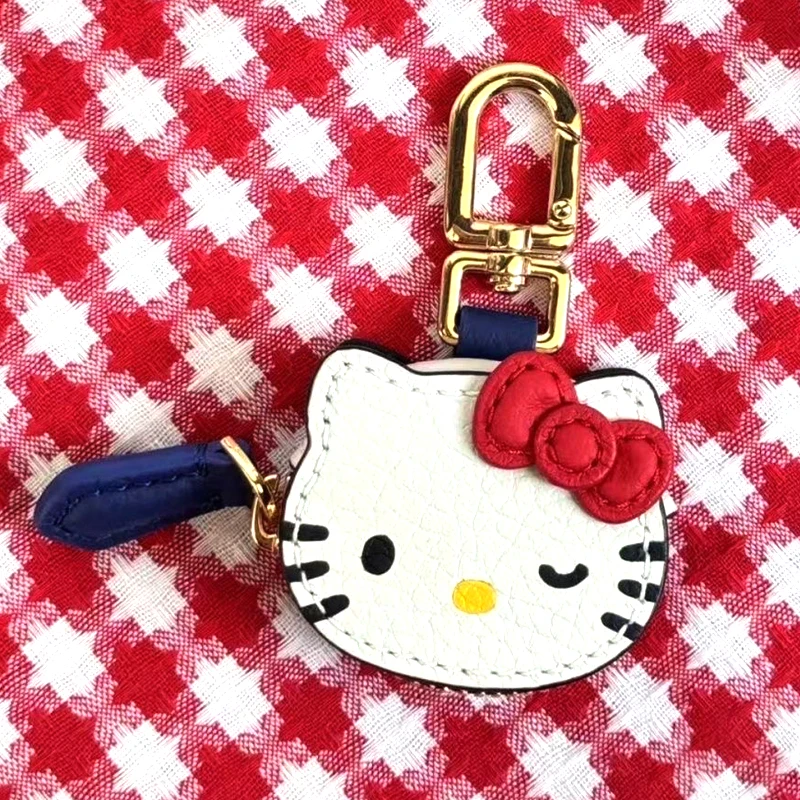 Pendentif chat rose avec nœud japonais Kawaii, décoration en cuir de dessin animé, porte-clés, cadeau d'anniversaire