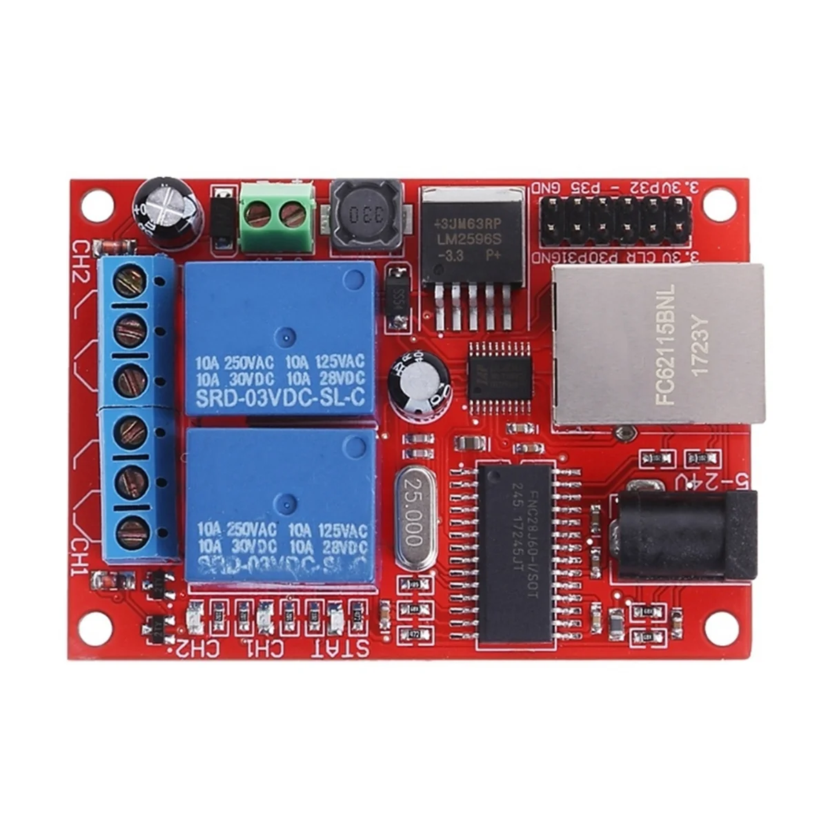 A93P LAN Ethernet 2 Way Relay Board Delay Switch TCP/UDP Controller Module WEB Server US Plug