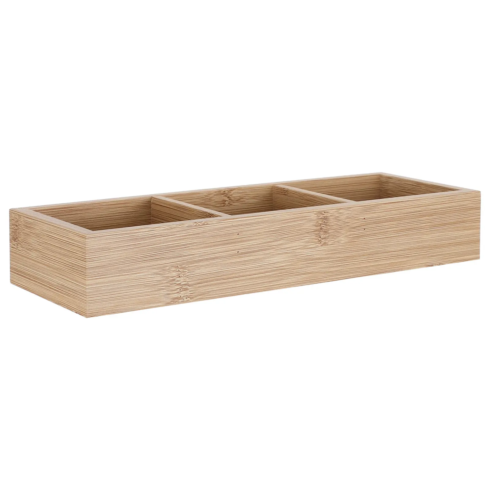 Wood Tea Bag Organizer Box 11x4x1.8in Bamboo 3-Compartment Coffee Station Countertop Sugar Packet Holder Tea Storage Organizer
