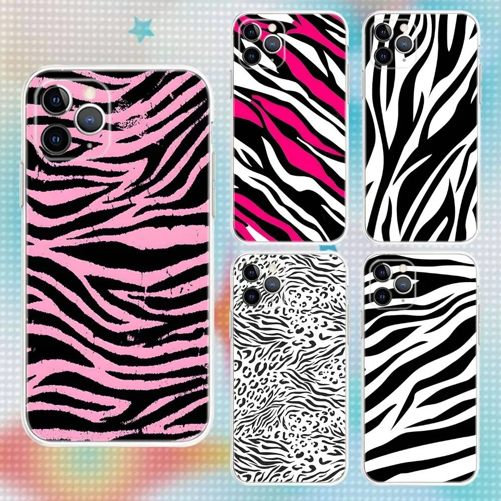 

Zebra Print Phone Case For iPhone 17,16,15,14,13,12,11 Pro,Max,Plus,Air,X,XS,XR,SE,Mini Transparent Soft