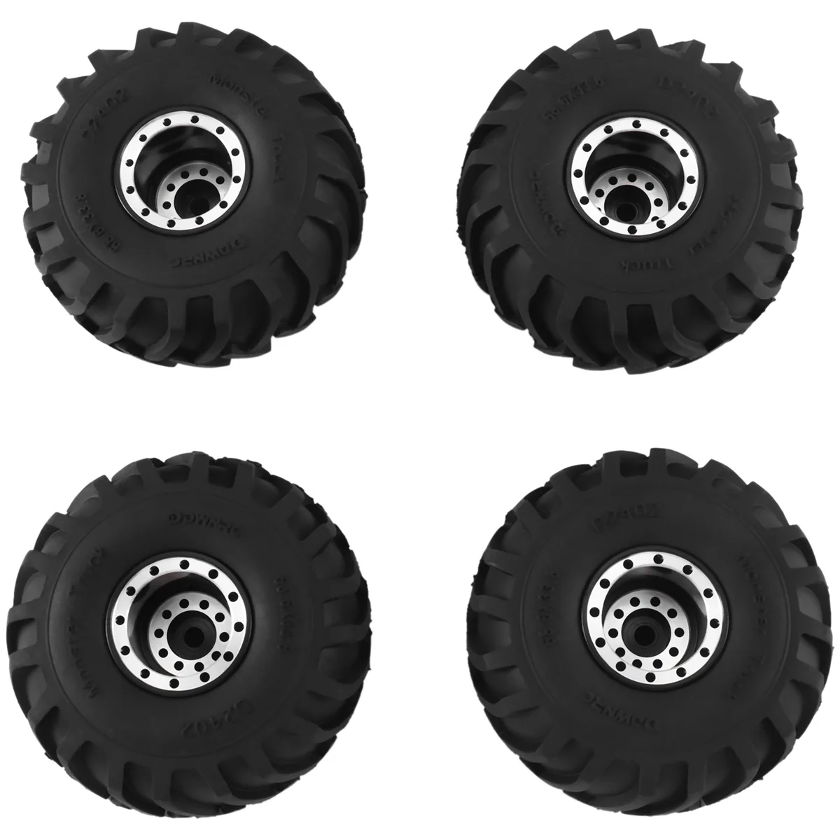 4Pcs 68X32Mm Big 1.0 Metal Wheel Rim Rubber Tire Tyre for 1/24 RC Crawler Car Axial SCX24 AX24 FMS FCX24 Upgrade Parts,1