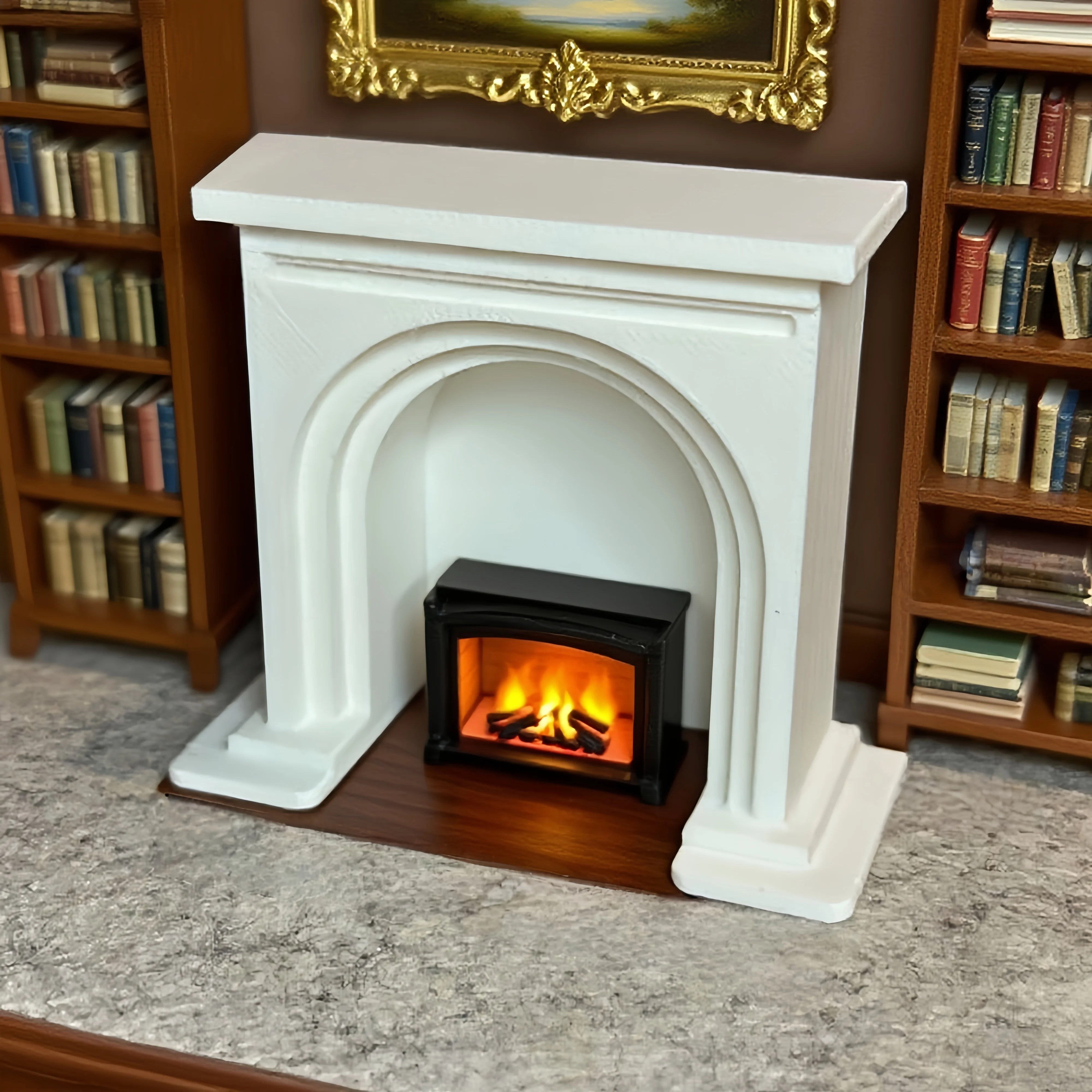 

1/12 камин для кукольного домика для рождественской сцены, классический черно-белый камин, миниатюрный аксессуар для домашнего декора своими руками