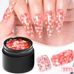 MEET ACROSS 7ml Red Pink Dried Flower Gel Nail Polish Glitter Natural Flower Fairy Series Soak Off UV Gel DIY Painting Nail Art