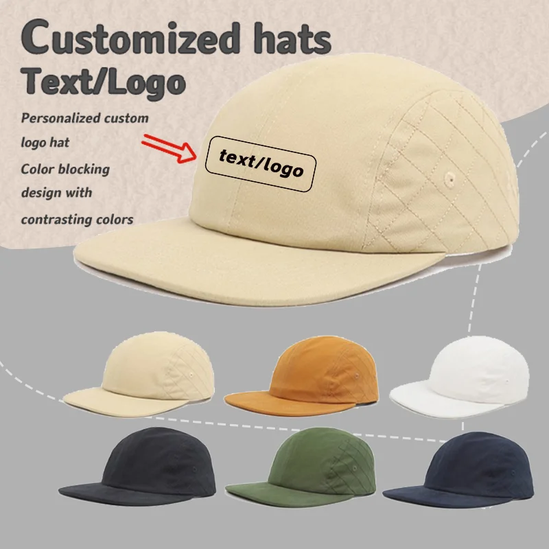 

Customized Logo Solid Color Five Panel Camping Flat Edge Hat Spring and Autumn Adjustable Baseball Cap for Men‘s and Women‘s’