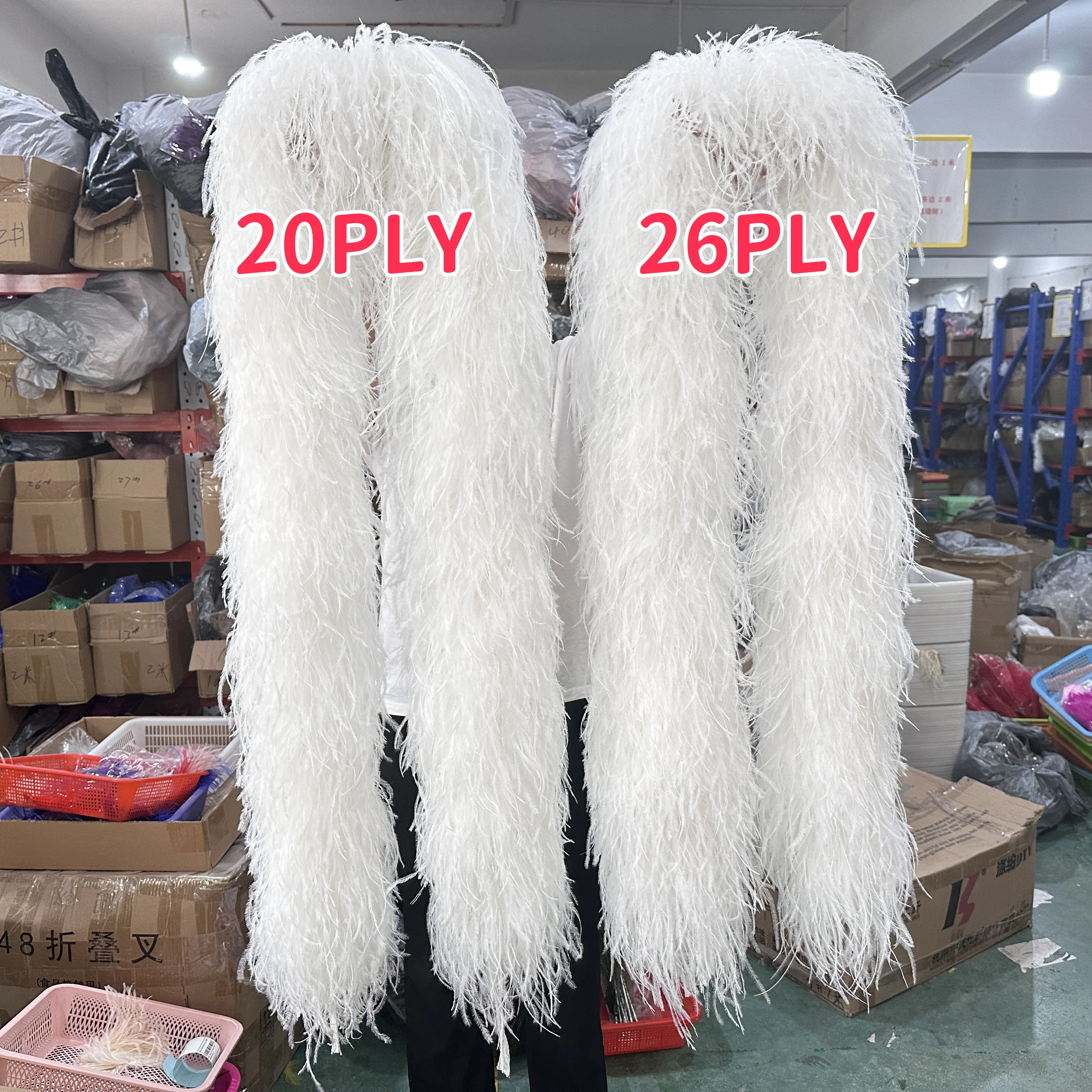 

1-35Layer Natural Feathers Boas White Ostrich Feather Shawl Needlework Plume Boa Party Dress Clothing Costume Scarf Boa 2Meters