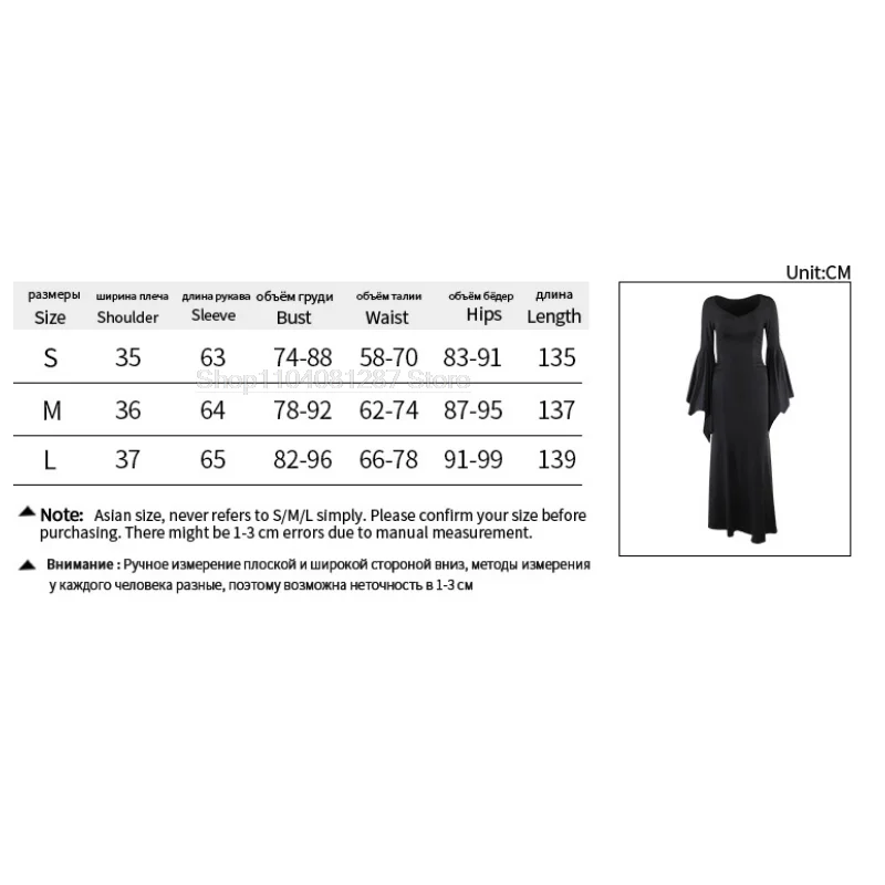 Morticia Jurk Addams Gothic Vrouwen V-Hals Lange Jurk Casual Lange Batwing Mouw Cosplay Kostuum Slim Fit Feest Club Kleding