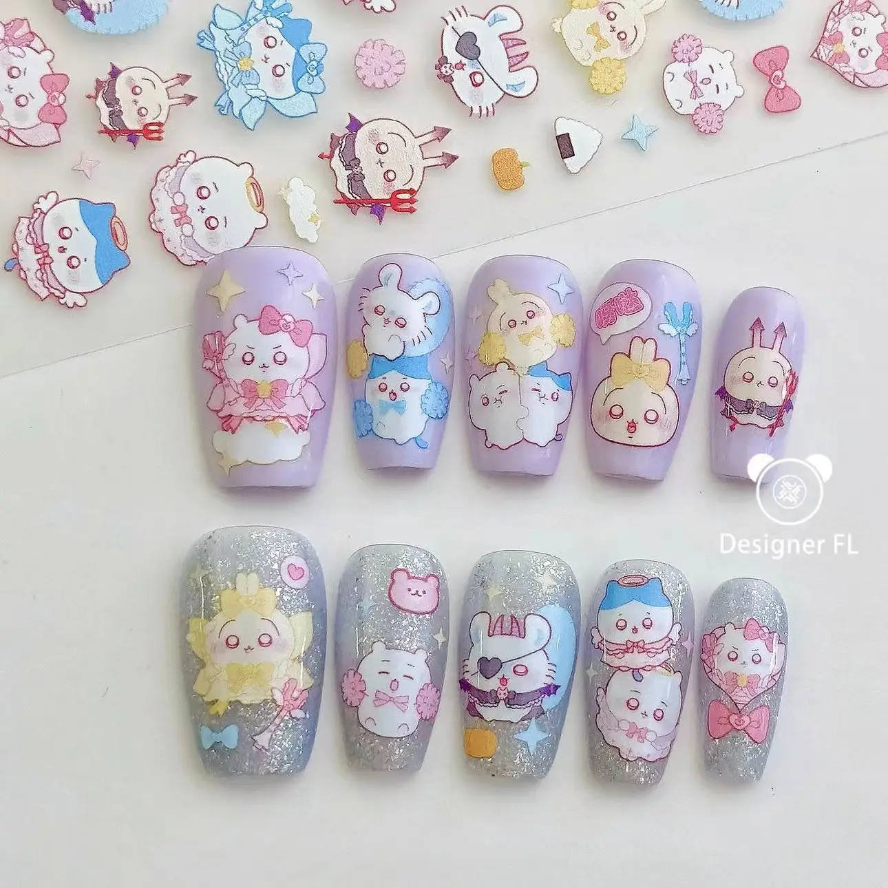 Chiikawa's Popular ハチワレ Hachiware うさぎ USAGI ちいかわ Cute Manicure, Nail Stickers, DIY Pattern Decoration Stickers, Wearable Nails