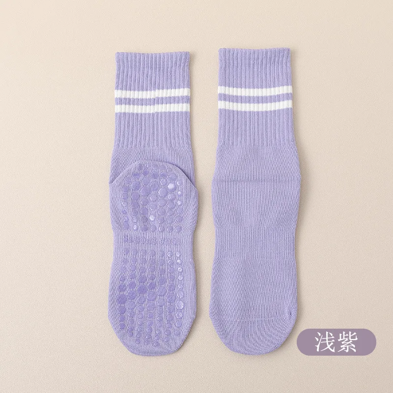 Trampoline chaussettes Chaussettes de Yoga Antidérapantes avec Poignées Femmes Anti-Dérapage Chaussettes Collant Pinces Chaussettes pour le Pilates Barre de Danse Yoga