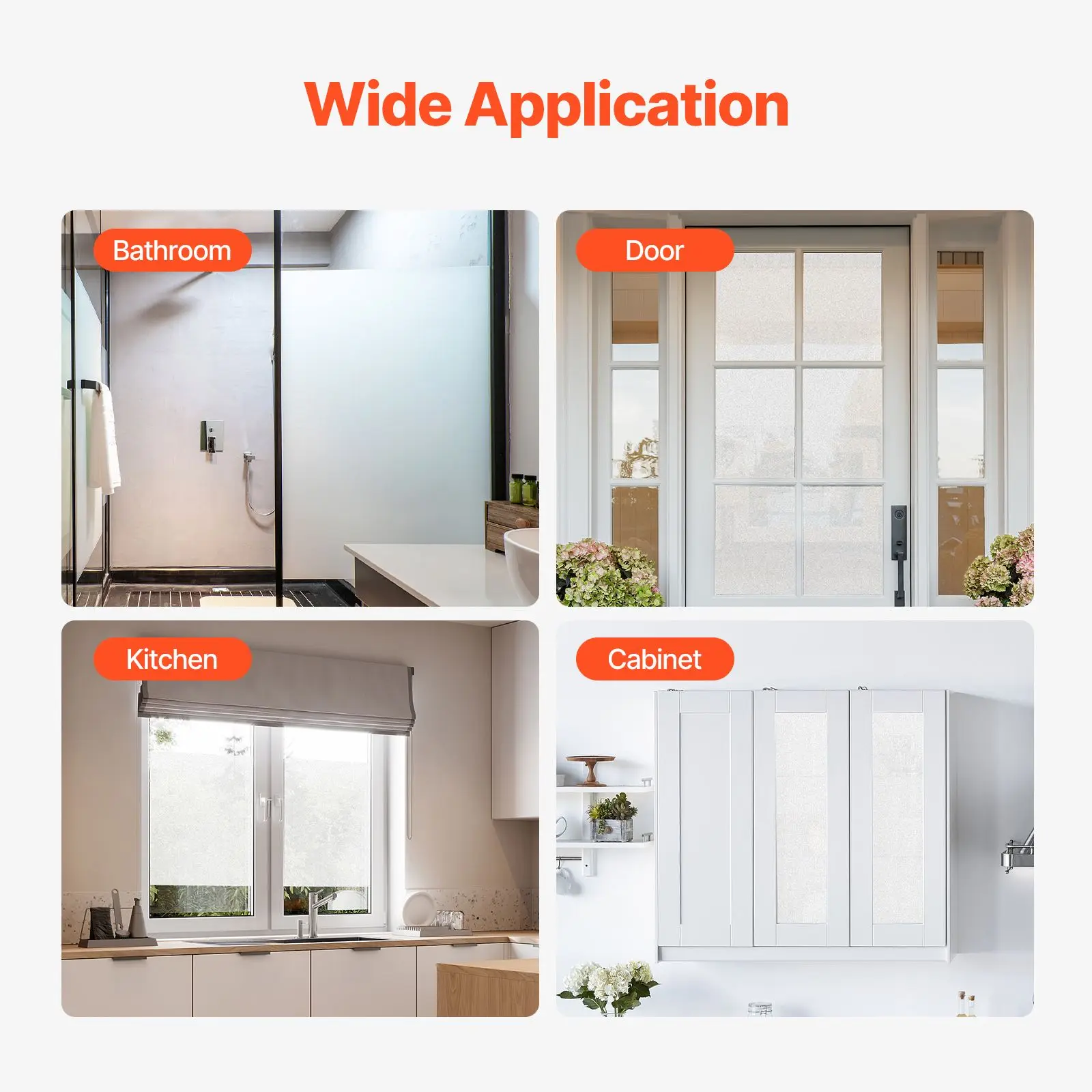Window Privacy Film, Frosted Glass Window Film, Sun Blocking Heat Control, Non Adhesive Static Cling Reflective Window Tint for Home and Office, Glass Door Bathroom Covering, 23.6 in x 6.5 ft