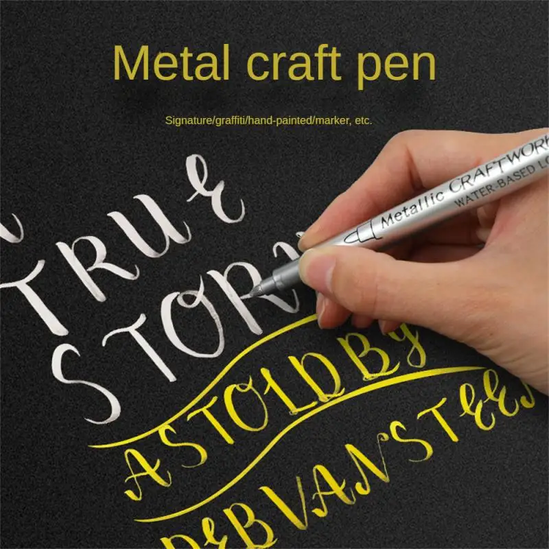 Zachte puntborstel Goud Zilver Ambachtelijke zachte kop Metaal Graffiti Briefpapier Ambachtelijke pen Waterbestendige marker Graffiti Pen Markeerstift
