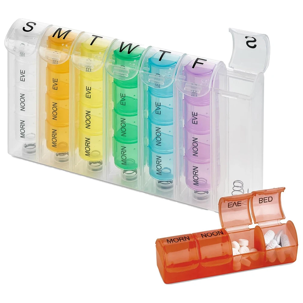 1pc Weekly Pill Organizer 4 Times a Day, 7 Day Pill Box, Daily Pill Case with 28 Compartments, Large Enough to Hold the Large