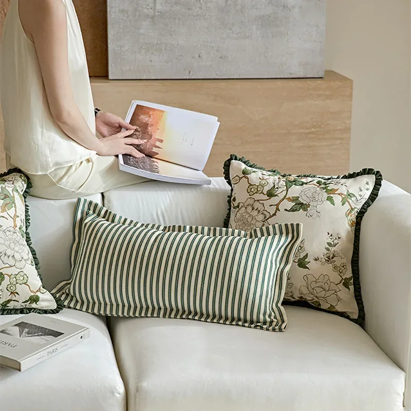French Pastoral Style Square Ruffle Pillow Creativity Living Room Home Decoration And Accessories Sofa Cushions Floral Pattern