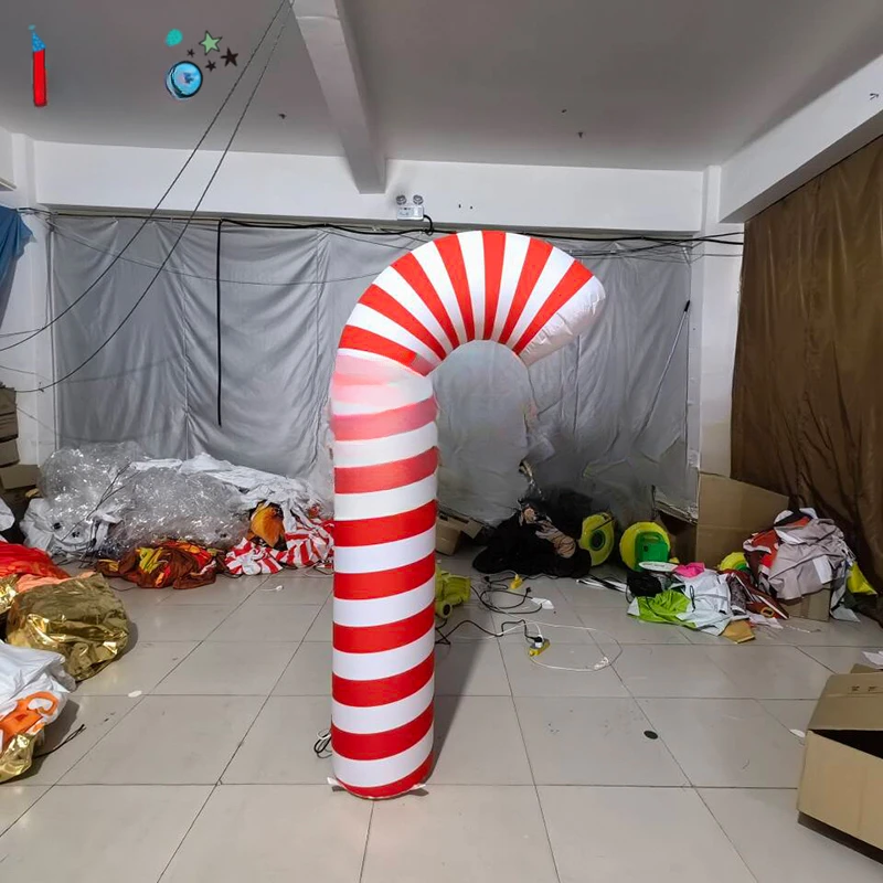 Large Inflatable Candy Cane Christmas Outdoor Holiday Decoration With Blower Accessory For Events