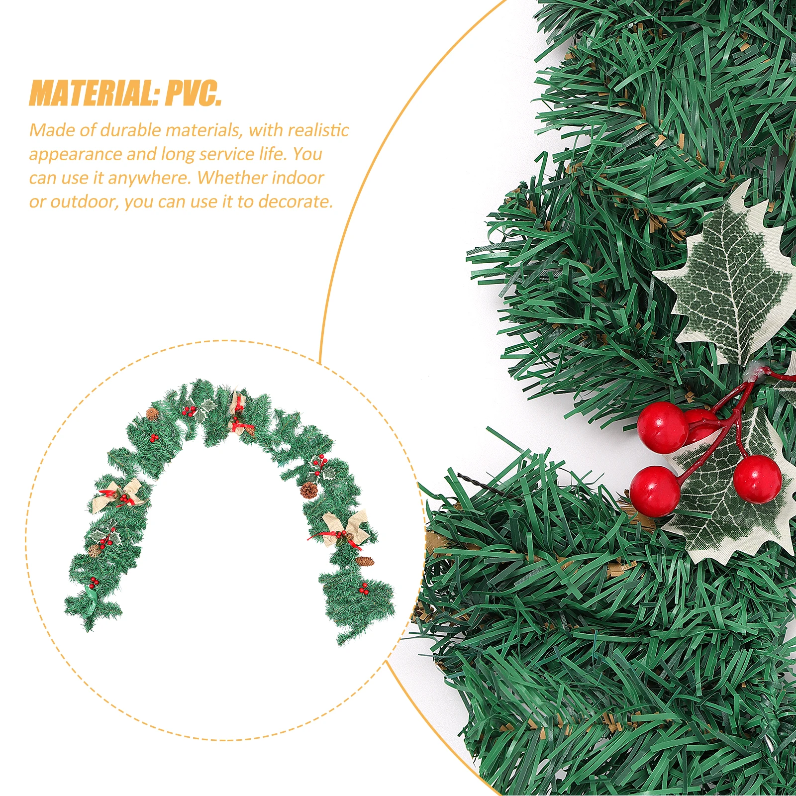 

Simulated Rattan Wreath Delicate Decoration Holiday Halloween Red Berry Garland Pvc Artificial