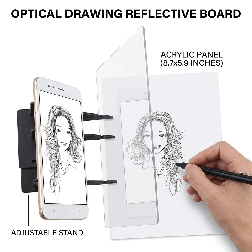 Tavola portatile per disegno ottico e copia, imitazione del tracciamento con schermo di proiezione, strumento di apprendimento adatto per tablet e dispositivi mobili