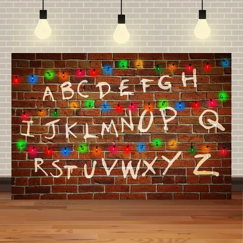 American TV Stranger Theme Background Lights Alphabet Episode Series Vinyl Banner Party Decoration Supplies Photo Prop Baby Gift - Image 14