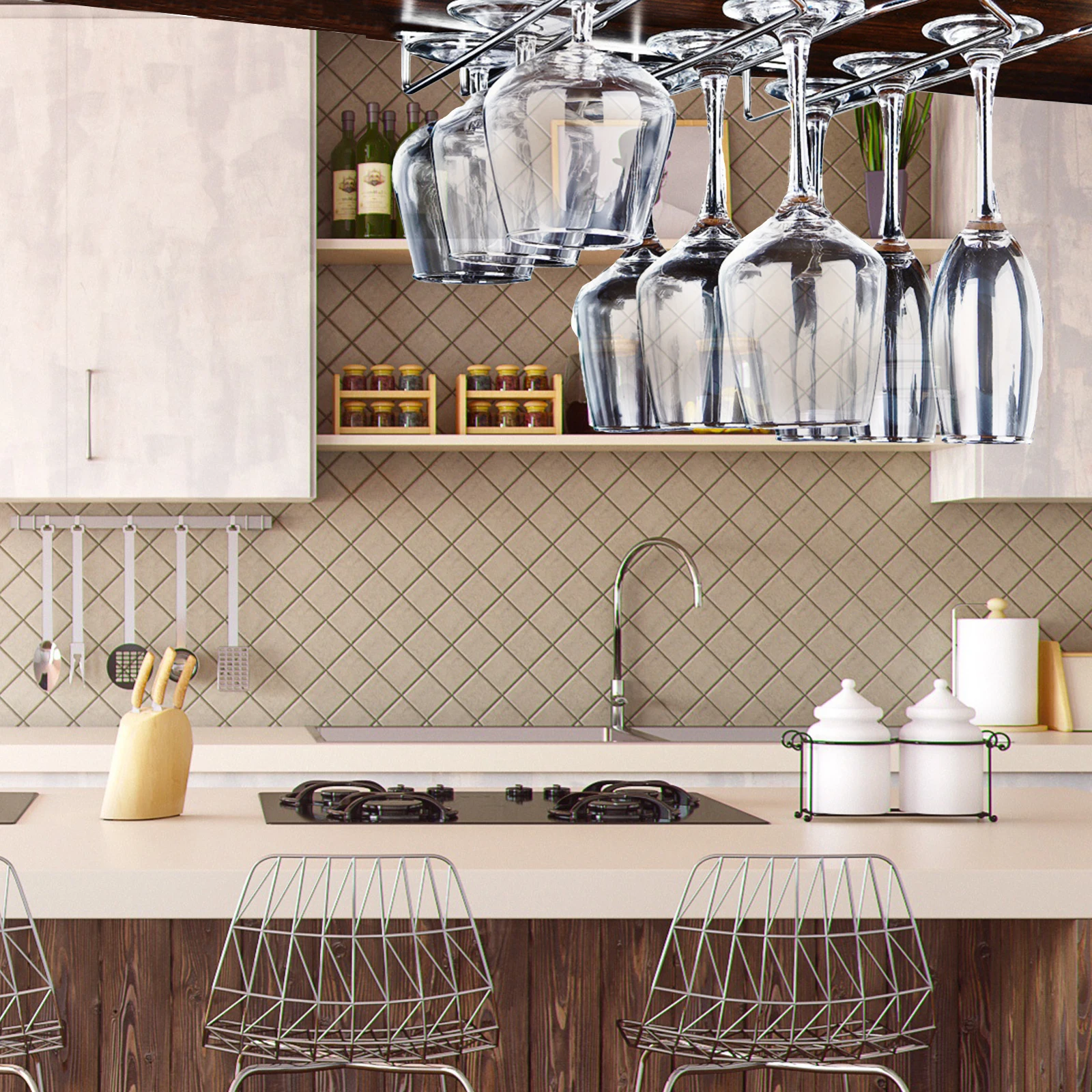 

Glass Holder Storage of Kitchen Cabinet Organizer Organizers Hanging Rack Glasses Hanger under Desktop