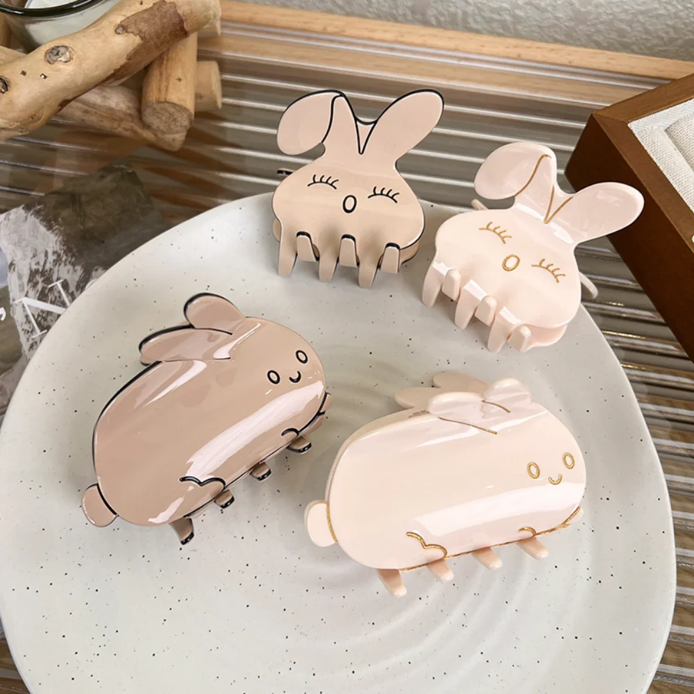 

Fashionable Korean Plate Cartoon Rabbit Hairpin Cute Grip Horsetail Hair Accessories Work Headwear Hair Claw 여성 헤어핀