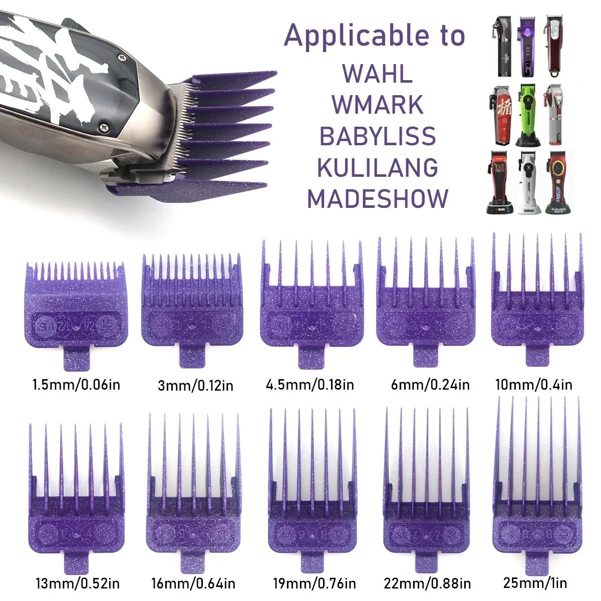 For Madeshow M10 M5F 10pcs Purple Original Guards Hair Cutting Combs  Professional Hair Clipper Limit Combs Barber Accessories