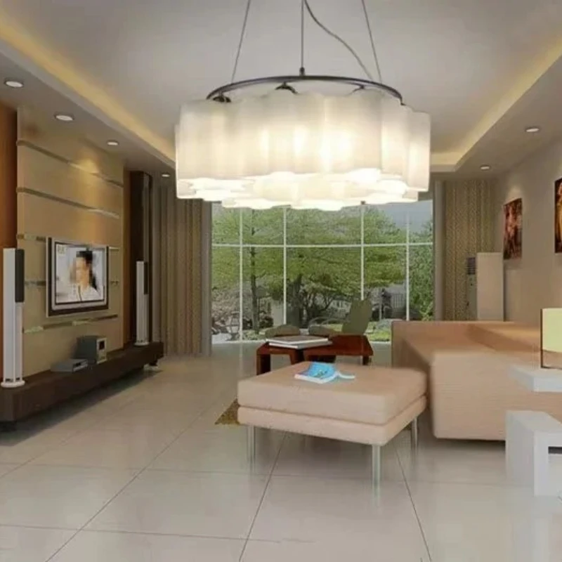 Modern Creative Minimalist Cloud Circular Glass LED Ring Chandelier  Bedroom Restaurant Hallway Pendant Light Luster Luminaires
