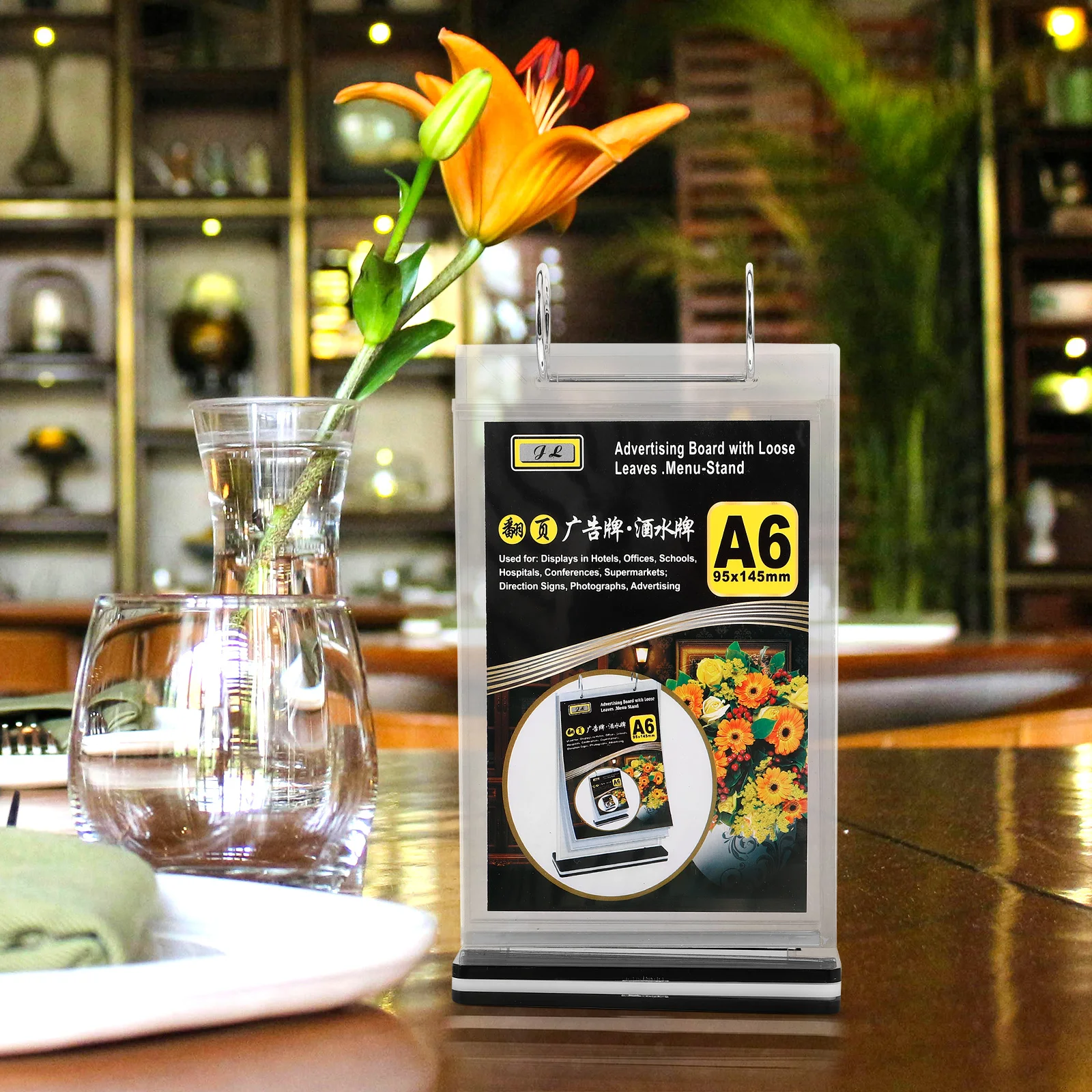 

Desktop Menu Storage Rack A6 PVC Clear Display Stand for Restaurants Bars Coffee Shops Events Menu Display Stand