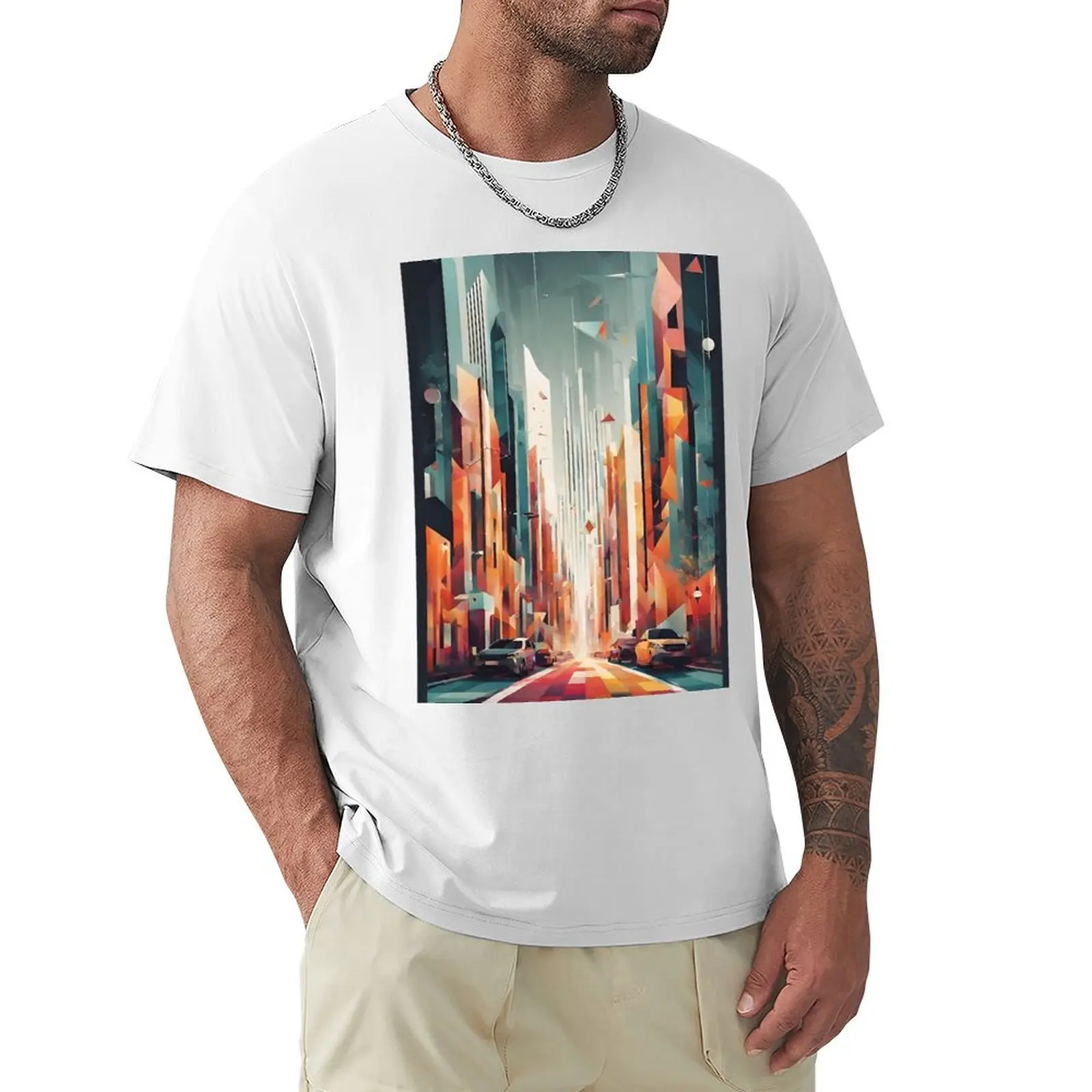 Geometric Cityscapes: A Fusion of Order and Chaos T-Shirt animal prinfor boys quick drying customs design your own men clothes