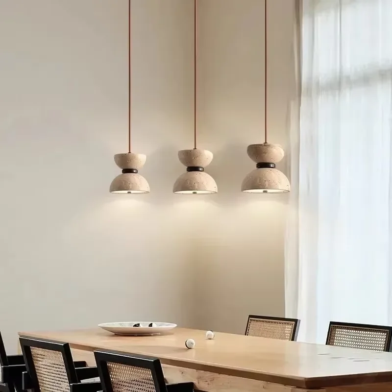 

Yellow Hole Stone Pendant Light for Dining Bar Japanese Zen Tea Room Nordic Designer Living Room Bedroom Retro Ceiling Lamp