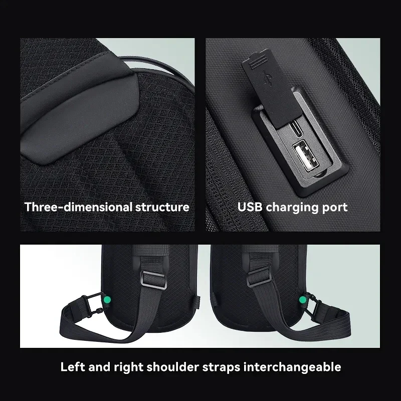 2024 Nieuwe Multifunctionele Usb Crossbody Tassen Schoudertas Man Tpu Waterdichte Reis Sling Messenger Pak Borst Tas Voor Mannelijke Bolsas