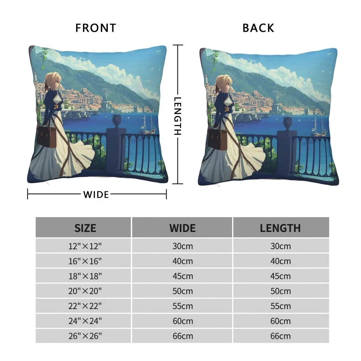 Violet Evergarden Pixel Square Pillowcase Polyester Linen Velvet Creative Zip Decorative Throw Pillow Case Bed Cushion Cover