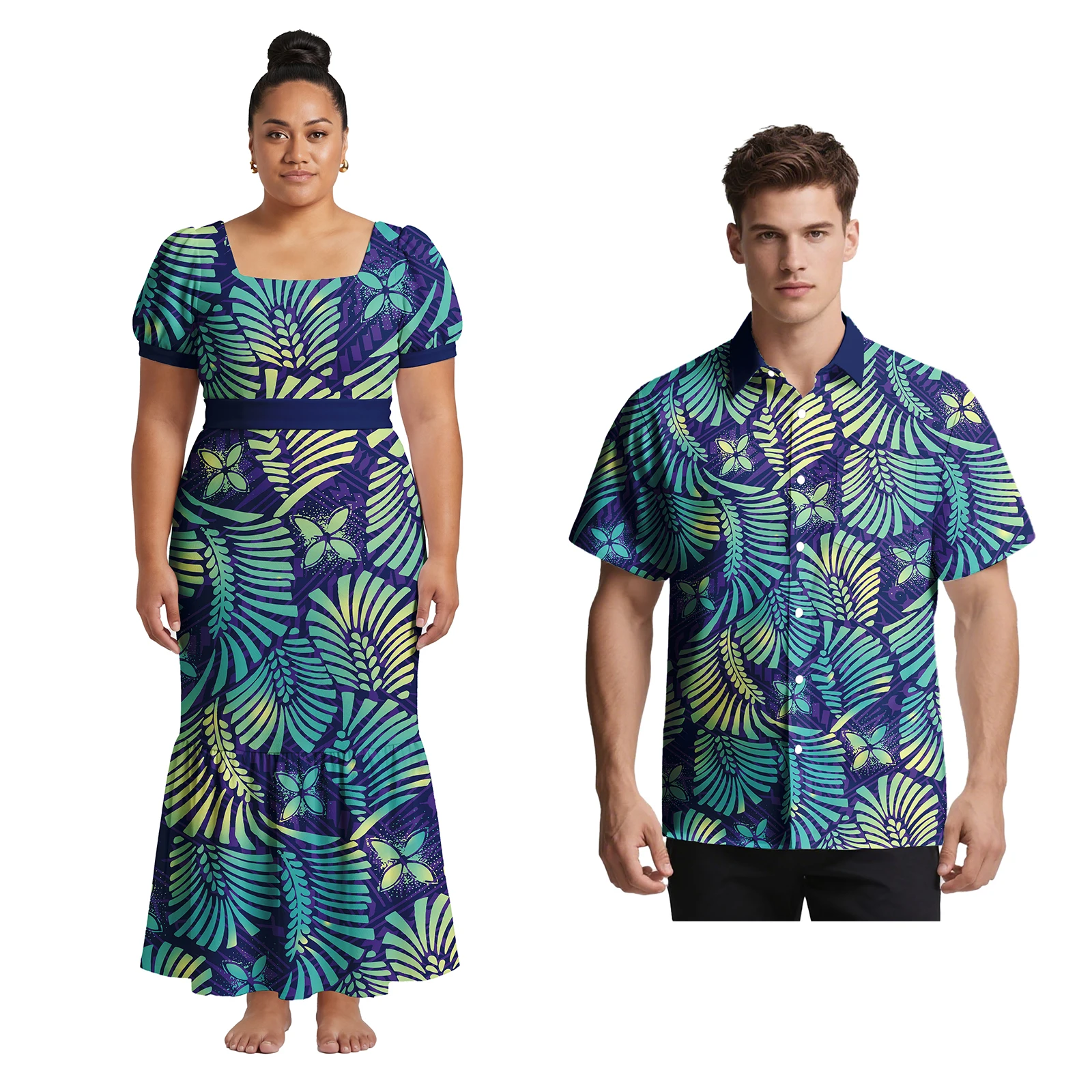 New Style Design Women Deep V Neck Off the Shoulder Dress Custom Tonga Polynesian Print Long Maxi Dress Mermaid Prom Dress