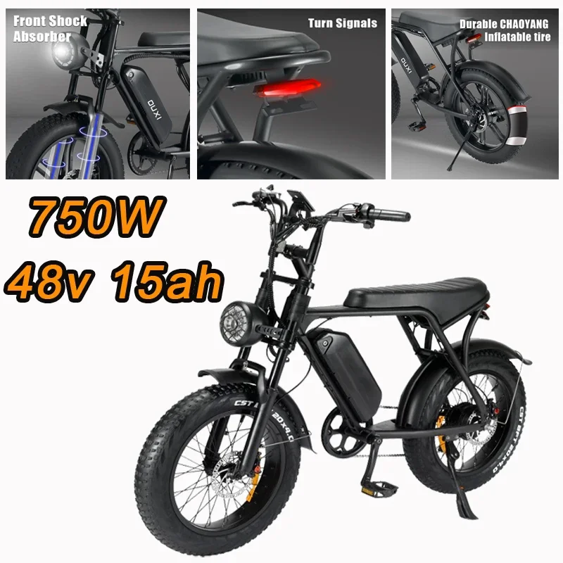 750W 15ah20 inch 48V fat tire snow power mountain bike grass electric car battery car