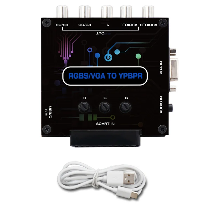 For Nintendo PS1 For PS2 RGBS Scart VGA To YPBPR Converter Color Difference Component Video Adapter For Game Console
