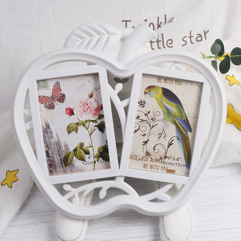 Baby Photo Frame Fruit Shape PVC Newborn Keepsake Frame with 2 Insert Photo for Baby Room Souvenir Kids Growing Memory Gifts