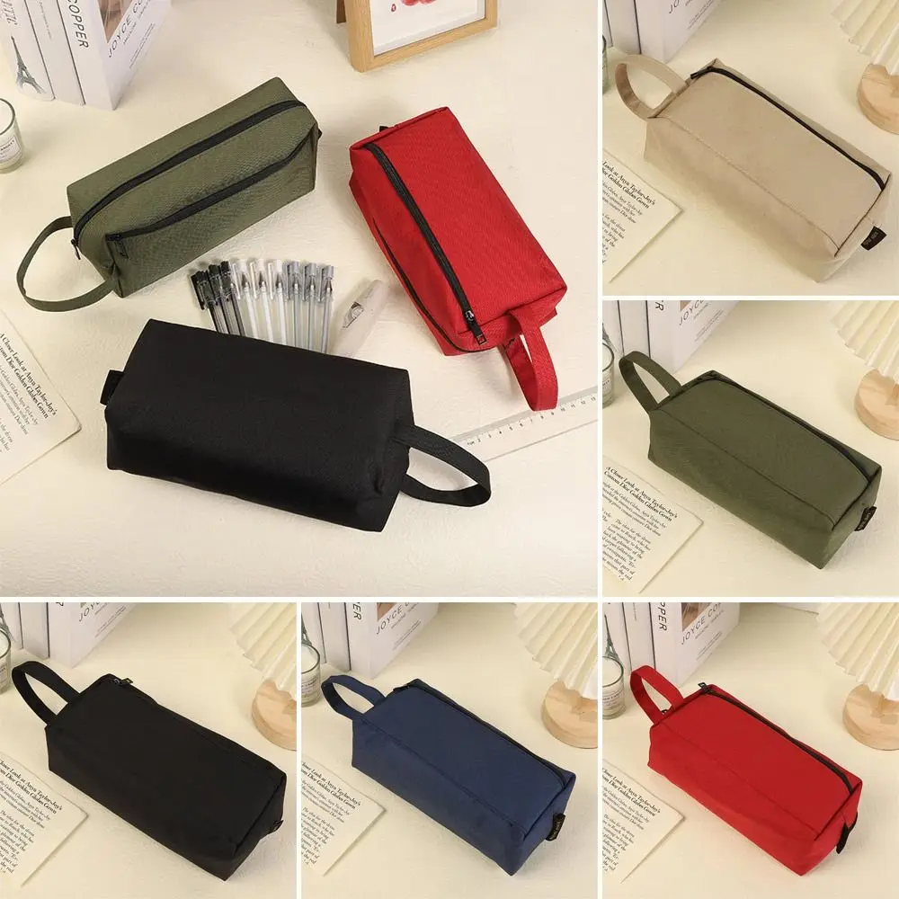 Large capacity Pen Bag Creative Oxford Cloth Solid Color Stationery Storage Pouch Pen Box Students