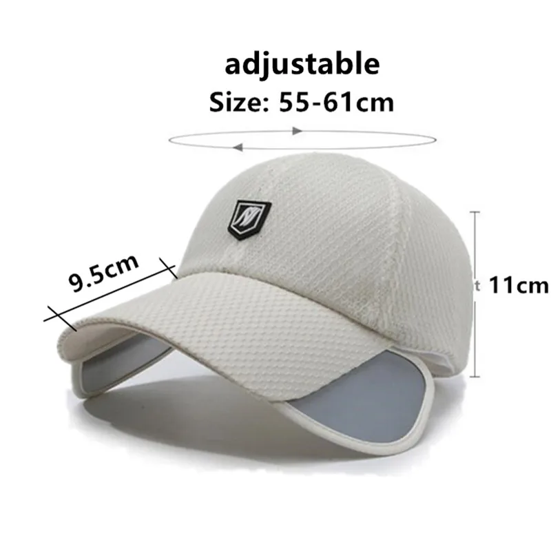 New Summer Large Pulling Scalable Extended Brim Baseball Caps For Men And Women Mesh Breathable Beach Hat Camping Fishing Cap